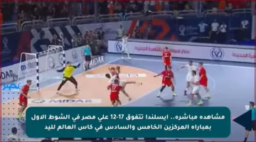 مشاهدة مباشرة.. أيسلندا تتفوق 17-12 على مصر في الشوط الأول بمباراة المركزين الخامس والسادس في كأس العالم لليد